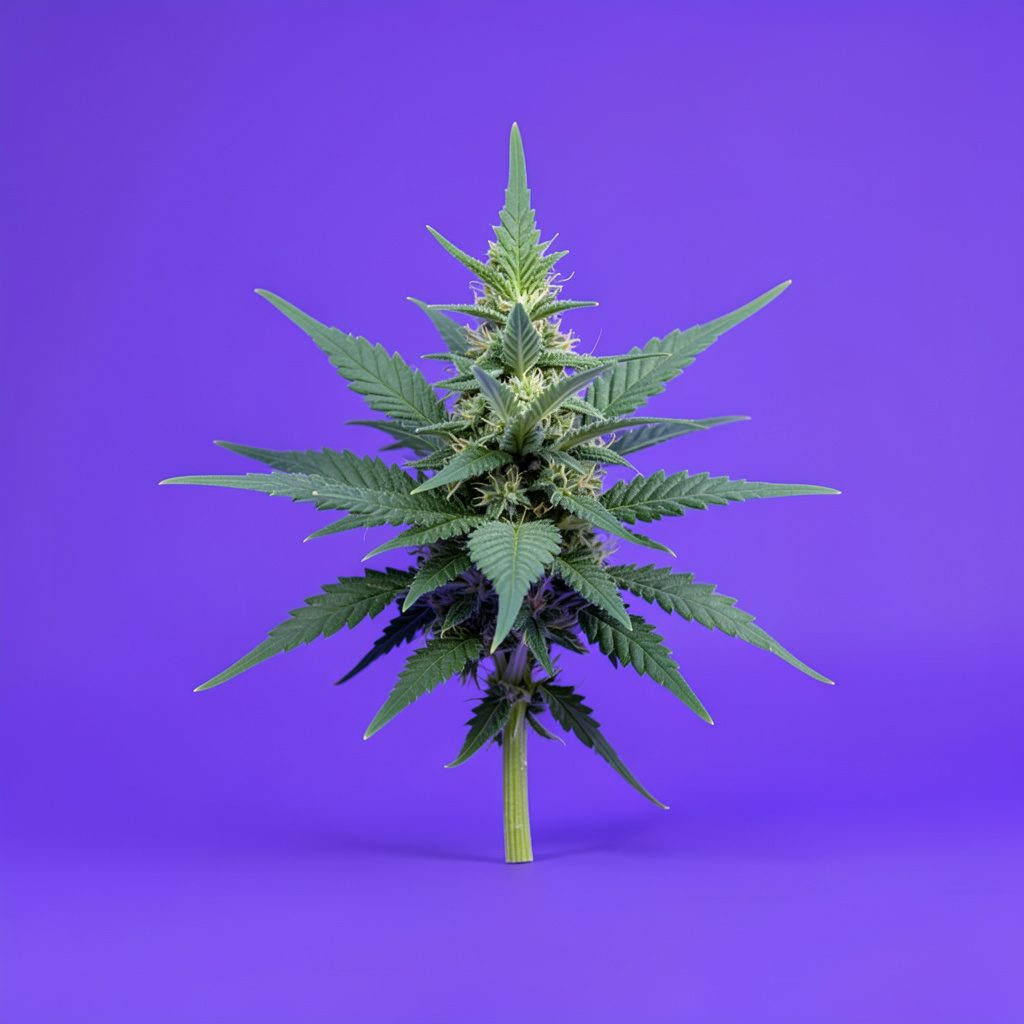 A green cannabis leaf logo mark cropped cleanly on a white seamless backdrop.